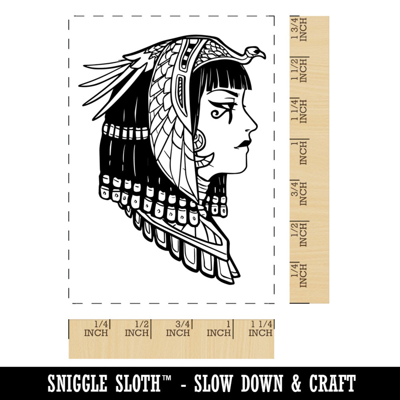 Cleopatra Egyptian Queen Bust Rectangle Rubber Stamp for Stamping Crafting